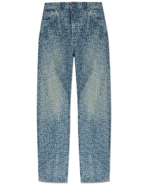 Balmain Jeans With Monogram - Blue
