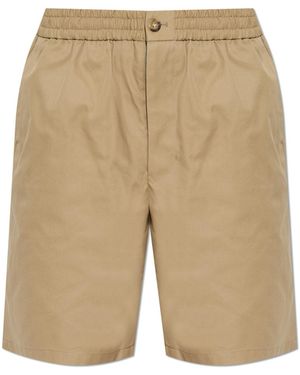 Ami Paris Cotton Shorts With Pockets - Natural