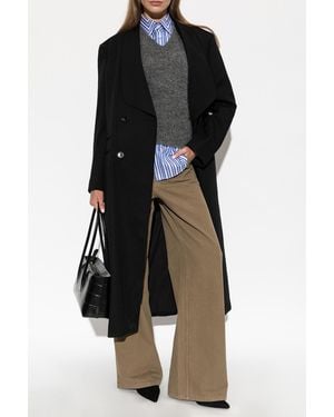 Ami Paris Wool Coat With Single Vent - Black