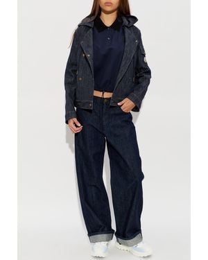 Moncler Polo With Logo Patch - Blue