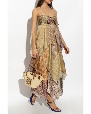 Zimmermann Silk Dress With Tie Fastening - Natural