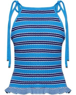 Ganni Open-Back Top - Blue