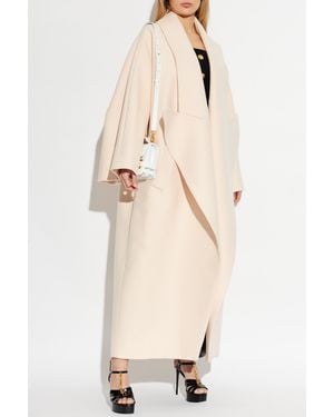Balmain Long Coat With A Single Vent - Natural