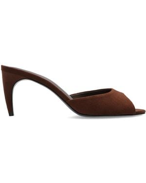 Black Suede Studio Suede Heeled Mules "Jazz" - Brown