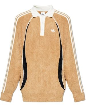 adidas Originals Polo With Embroidered Logo - Natural