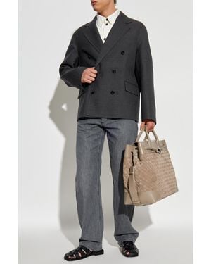 Bottega Veneta Wool Double-Breasted Blazer - Gray