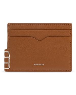 JW Anderson Leather Card Holder With Logo - Brown