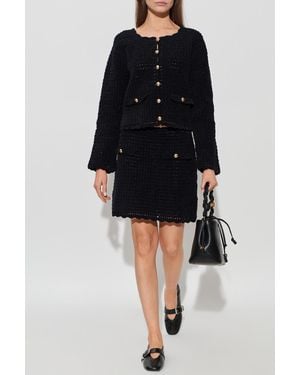 Ganni Short Skirt With Decorative Flaps - Black