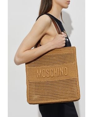 Moschino Bag With Embossed Logo - Natural