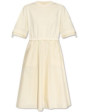 Moncler Cotton Dress With Pockets - Natural