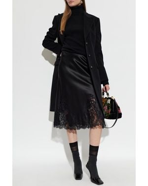 Dolce & Gabbana Wool Coat With Single Vent - Black