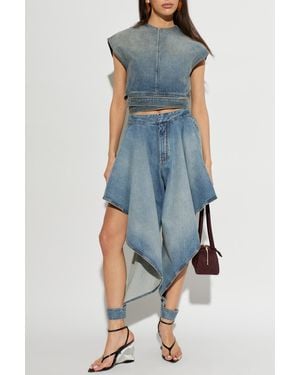 Alaïa Denim Top With Decorative Tie - Blue