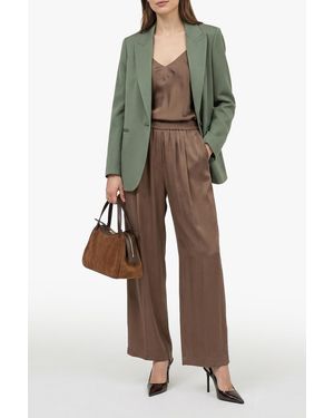 forte_forte Satin Blazer With A Single Vent - Green