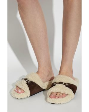 Balenciaga Fur Slides - Natural