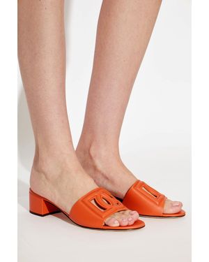 Dolce & Gabbana Leather Heeled Mules - Orange