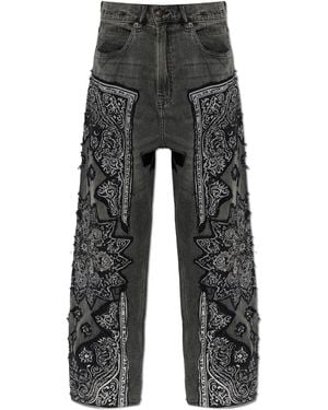 R13 Jeans With Appliqués - Black