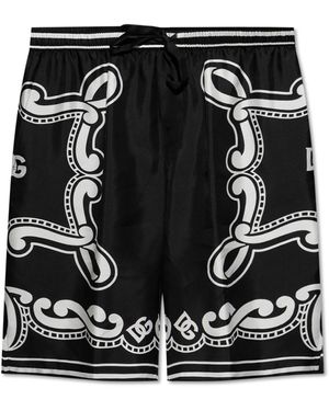 Dolce & Gabbana Silk Shorts With Print - Black