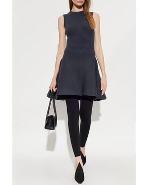 Alaïa Ribbed Sleeveless Dress - Blue