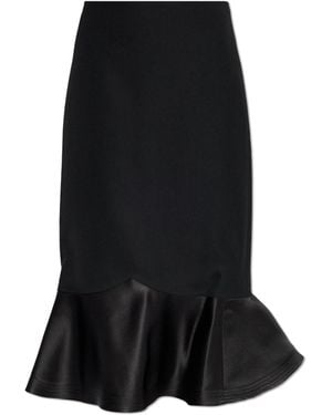 Fendi Wool Skirt With Satin Hem - Black