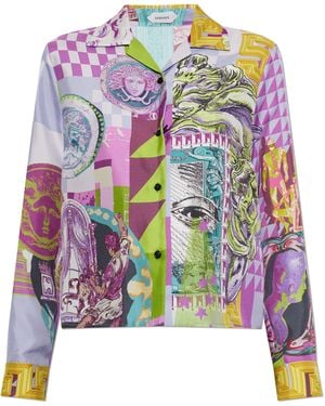 Versace Silk Shirt With Print - Black