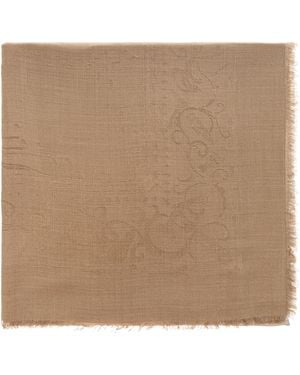 Ferragamo Silk Scarf With Decorative Pattern - Natural
