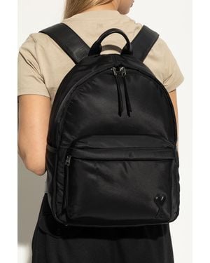 Ami Paris Backpack With Logo - Black