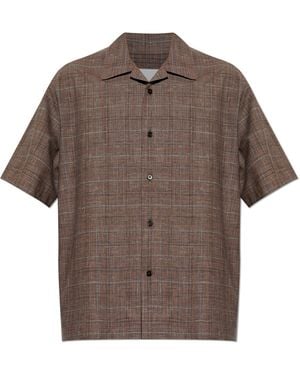 Jil Sander Wool Short-Sleeve Shirt - Brown