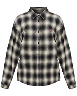 44 Label Group Plaid Pattern Shirt - Black