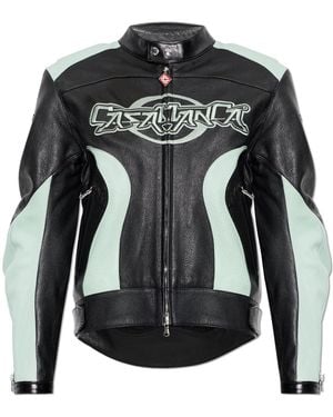 CASABLANCA Leather Jacket With Stand-Up Collar - Black