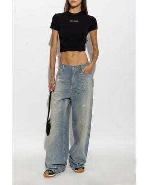 Palm Angels T-Shirt With Printed Logo - Black