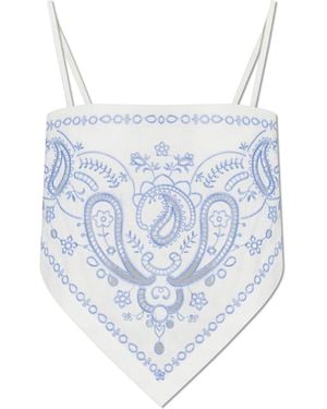 Self-Portrait Top With Embroidery - Blue