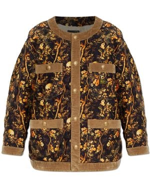 R13 Jacket With Floral Motif - Brown