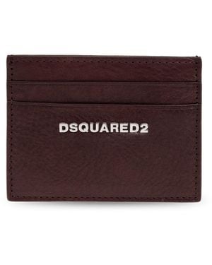 DSquared² Leather Card Holder With Logo - Purple