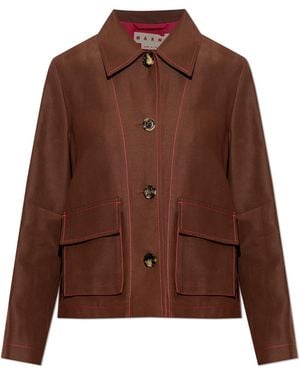 Marni Jacket With Contrast Stitching - Brown