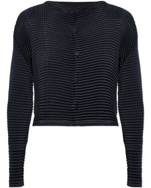 Issey Miyake Pleated Cardigan - Blue