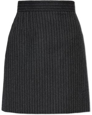 Versace Wool Striped Skirt - Black