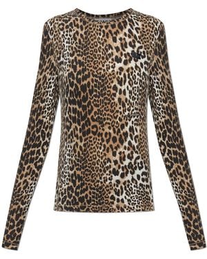 Ganni Top With An Animal Motif - Brown