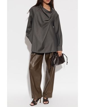 Bottega Veneta Wool Top With Ruching - Gray