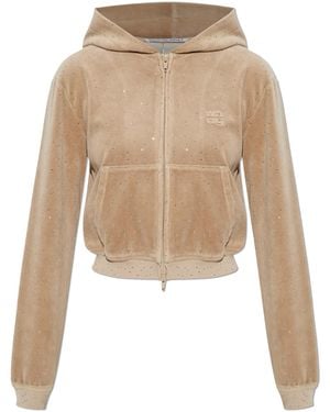 Alexander Wang Sweatshirt With Shimmering Crystals - Natural