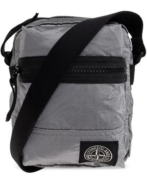 Stone Island Shoulder Bag With Logo Patch - Black