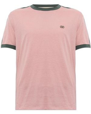Valentino Garavani T-Shirt With Embroidered Logo - Pink