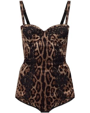 Dolce & Gabbana Silk Bodysuit With Straps - Brown