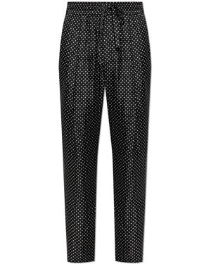 Dolce & Gabbana Silk Polka-Dot Patterned Trousers - Black