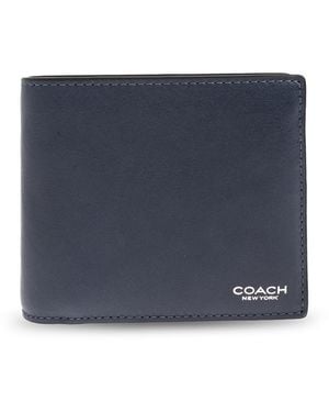 COACH Leather Wallet With Logo - Blue