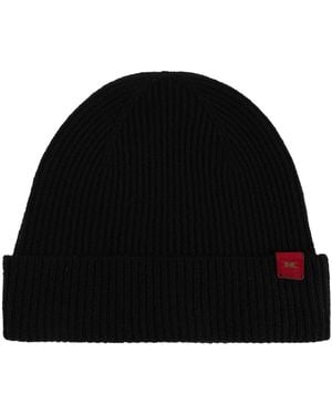 Kiton Cashmere Beanie With Logo Patch - Black
