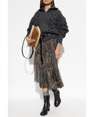 Etro Wool Cardigan With Stand-Up Collar - Gray