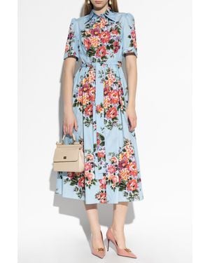 Dolce & Gabbana Cotton Dress With Floral Motif - White