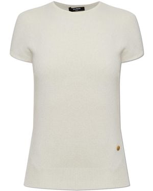 Balmain Top With Application Logo - White
