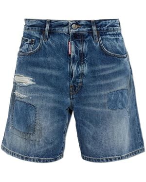 DSquared² Denim Shorts With A Vintage Effect - Blue