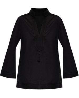 Tory Burch Shirt With A Stand-Up Collar - Black